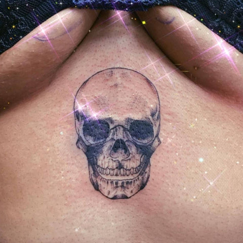 Tattoo tagged with: small, skull, anatomy, wing, single needle, human skull,  tiny, ifttt, little, inner forearm, religious, ghinko | inked-app.com